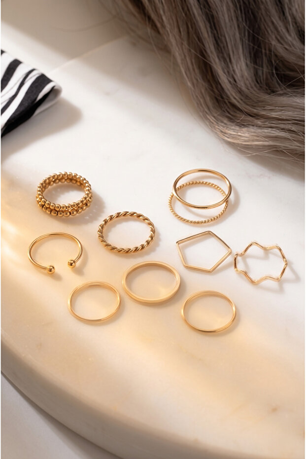 Set of 11 Geometric Rings