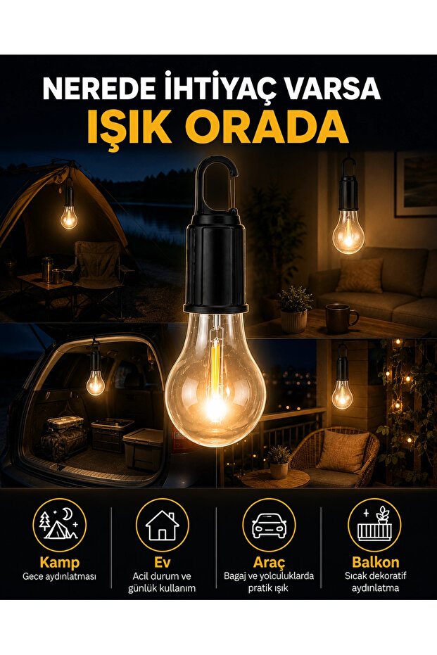 Akıllı Sensörlü USB Şarjlı Kamp Lambası