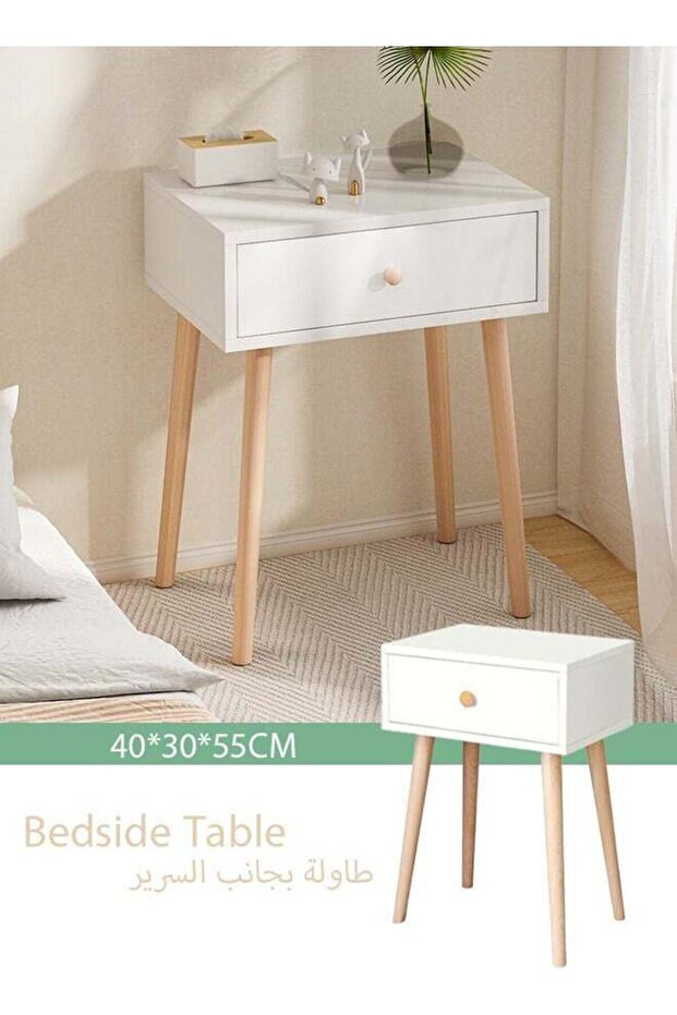Bedside Table Home Bedroom Modern Minimalist Small Cabinet Simple Storage Bedside Table Coffee Table with Drawer for Bedroom Dorm (Single Layer with Single Drawer)