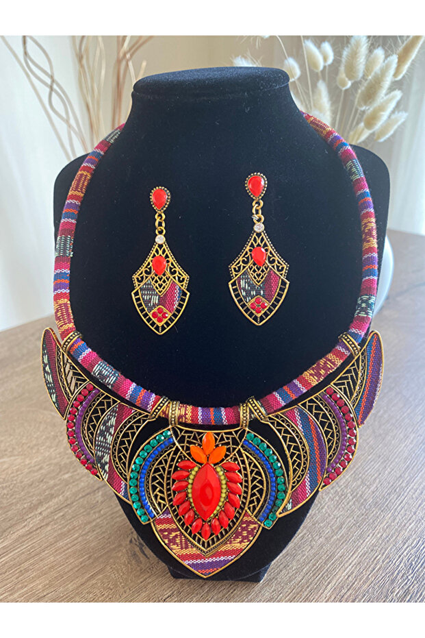 Ethnic Style Handmade Necklace Earring Set