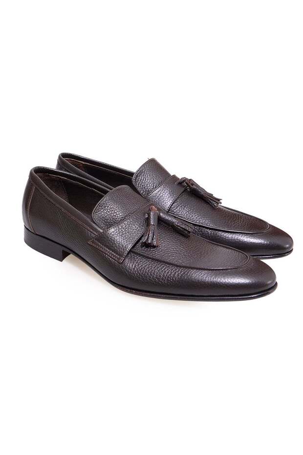 Brown Laceless Genuine Leather Men's Shoes
