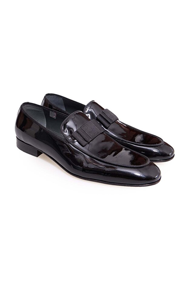 Black Color Laceless Genuine Leather Men's Shoes