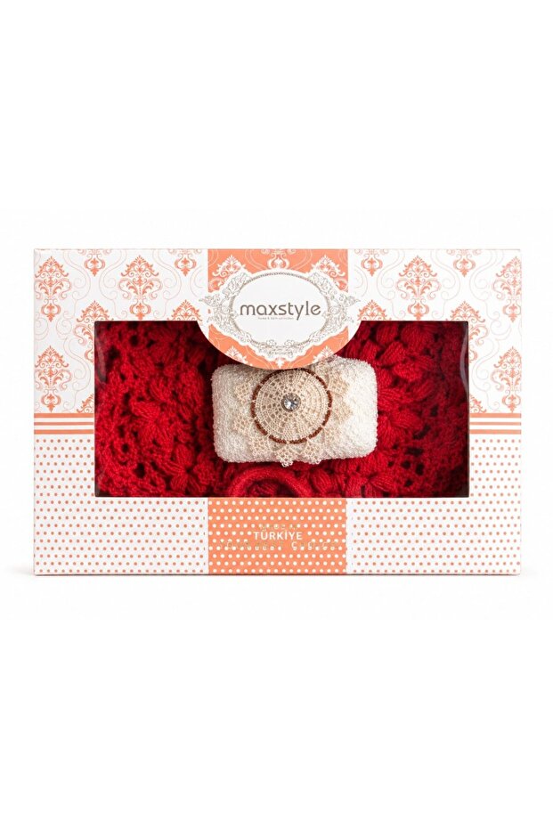 Hand-knitted loofah soap dish + soap