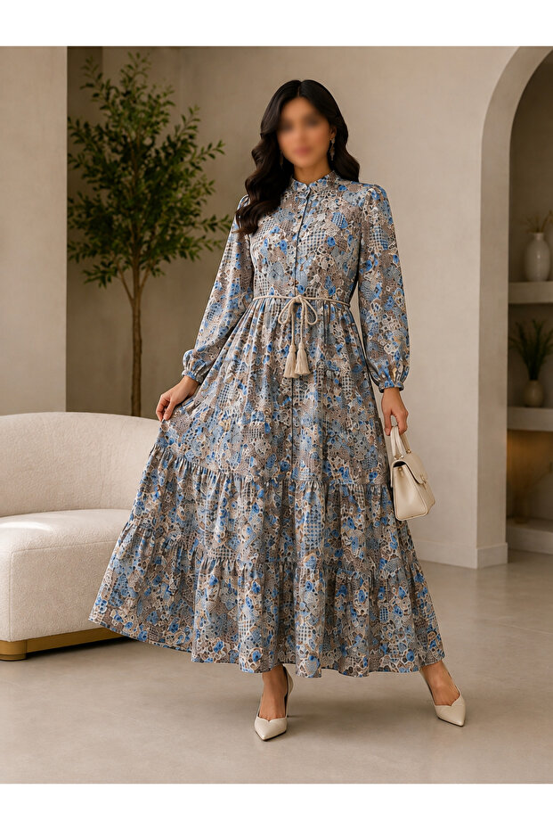 Stylish Women's Layered Gradient Design Robe