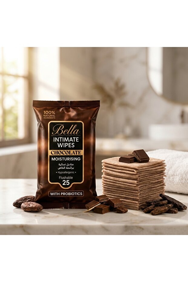 Intimate Chocolate Wet Wipes - Antibacterial & Gentle Care (25 Wipes)