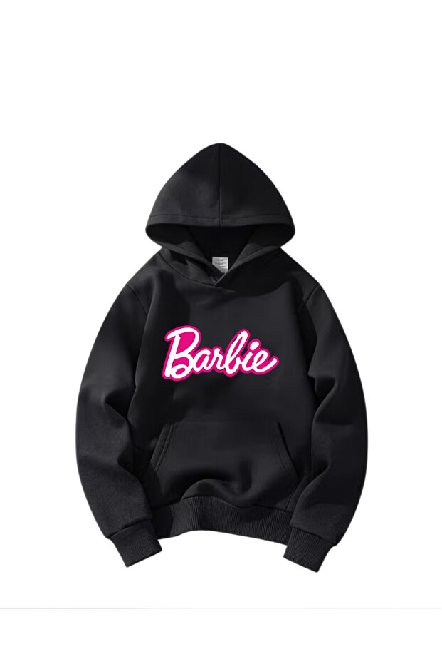 Oversize Hooded Barbie Printed Sweatshirt for Girls