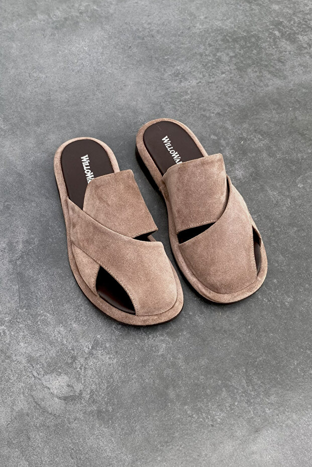 Women's Genuine Leather Cross-Strap Slippers | Voyi