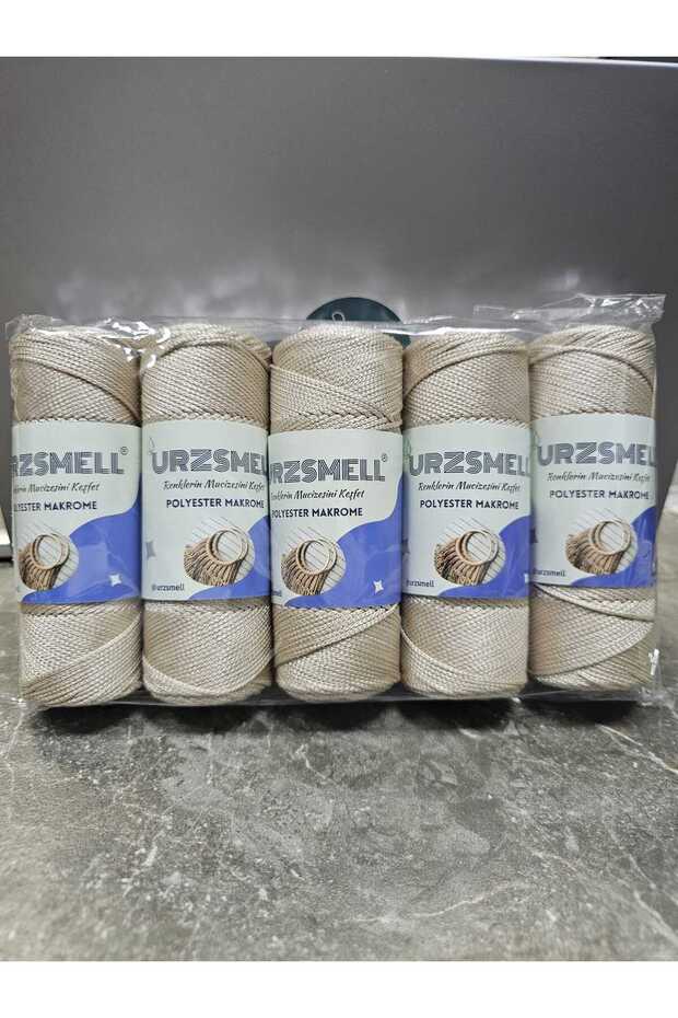 Polyester Macrame 500Gr, 5-Pack (100Gr-140Mt Each) No. 3. 2mm Supla, Bag and Accessory Thread 037(031) Beige