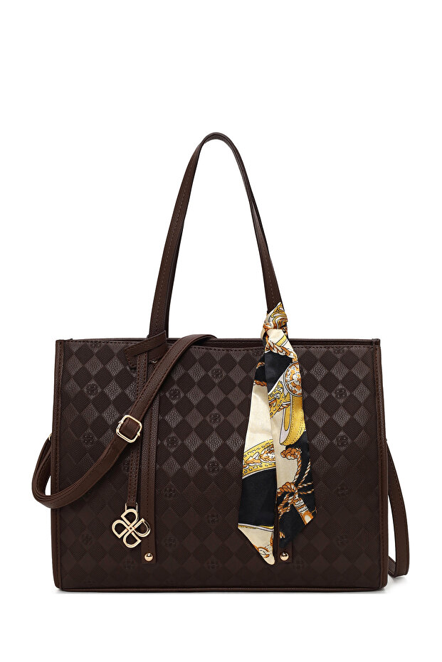 Women's Brown Printed Classic Shoulder Bag Wb500012Sb
