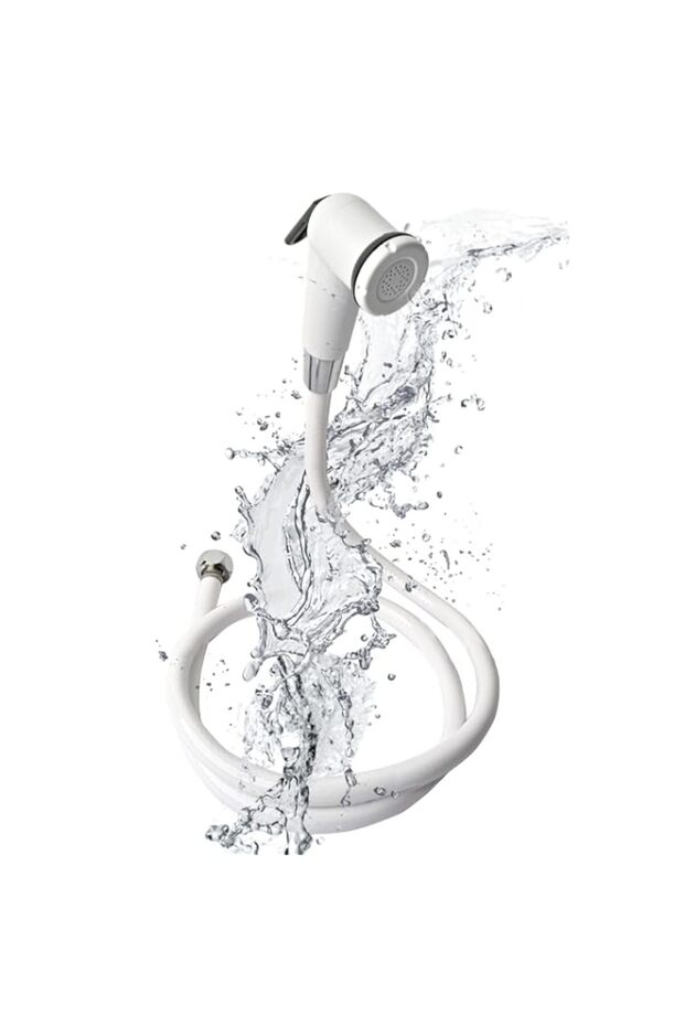 Streamflow™ ECO Hand Trigger Bidet/Shattaf Set - White / 120cm White Multilayer Plastic Hose