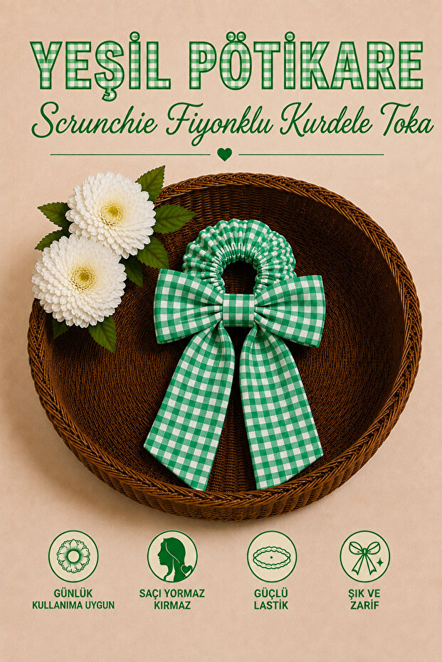Pötikare Scrunchie Bow Ribbon Hair Clip with Strong Elastic Tail