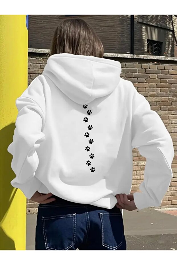 Paw Back Printed Oversized Unisex Women'S/Men's Hooded Sweatshirt
