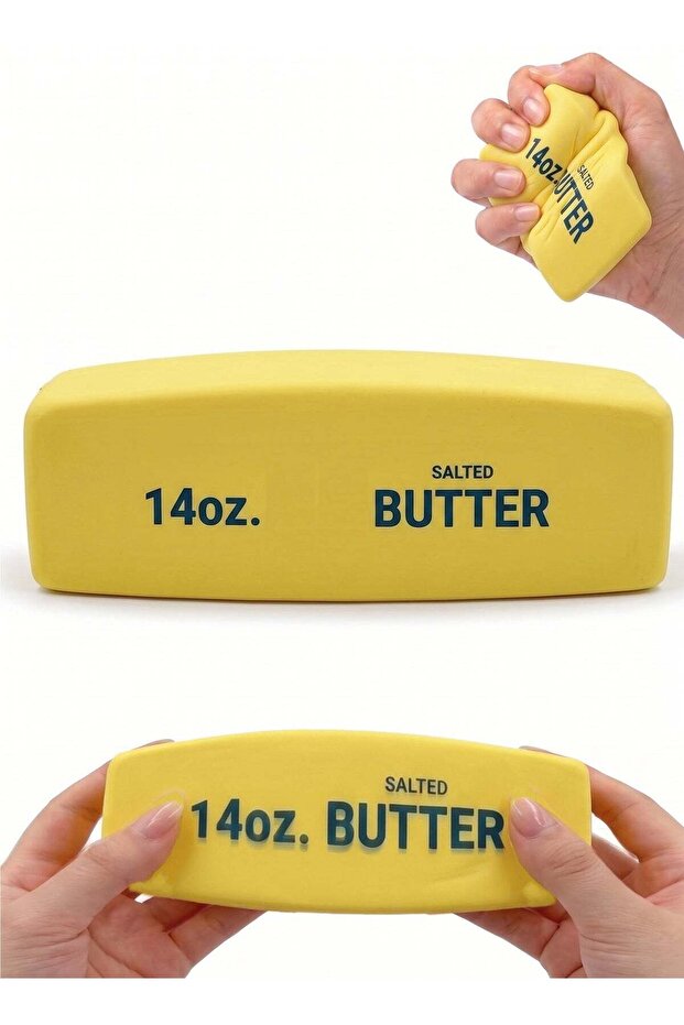 Butter Squishy 14oz Thick Foam Fidget Toy for Adults & Kids – Quick-Rise Soft Foam Squeeze Stress Relief Butter Toy | Calming Sensory Desktop Anxiety Reducer & Corporate Workload Controller |
