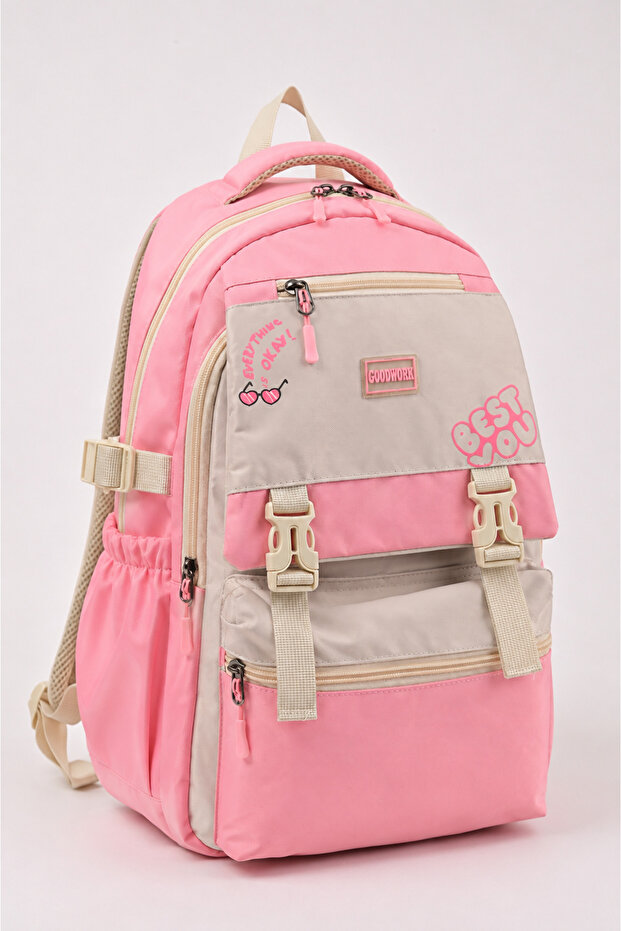 7370 Korean Style Multi-Compartment, Large Internal Volume, Water Bottle Pocket School and Daily Use Backpack