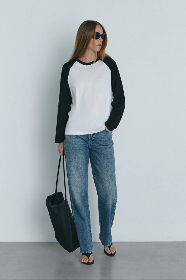 Black Reglan Double Color T-Shirt