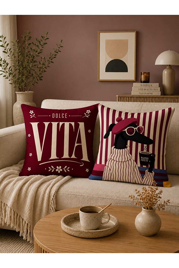 2-Pack Dolce Vita & Stylish Dog Patterned Digital Printed Decorative Throw Pillow Covers