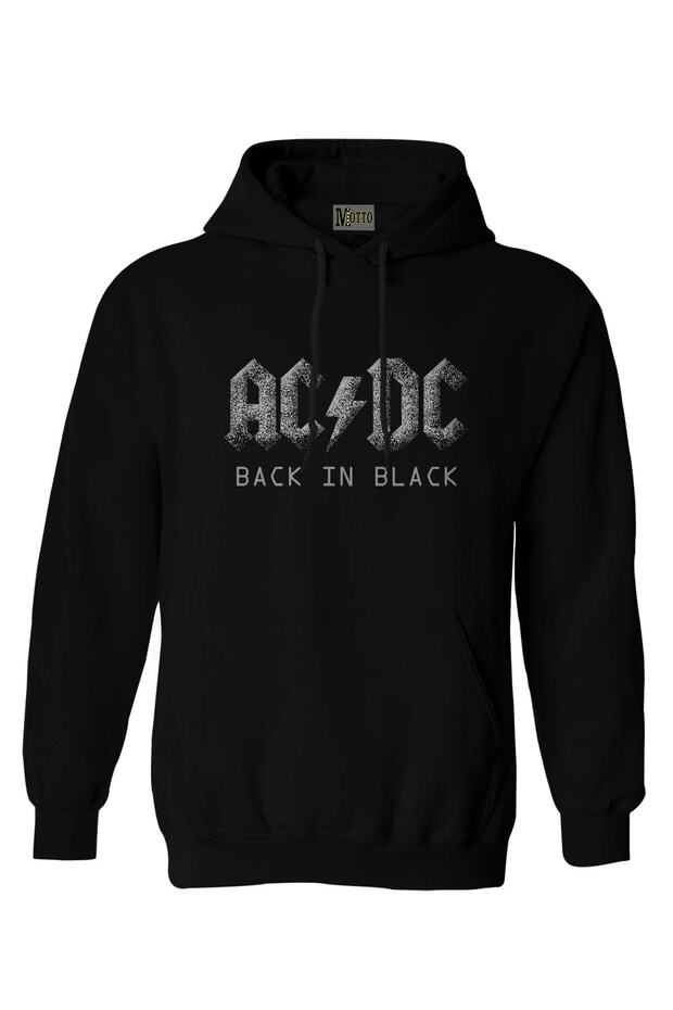 Oversize Ac-dc Blac In Blak Kapüşonlu Sweatshirt - 1