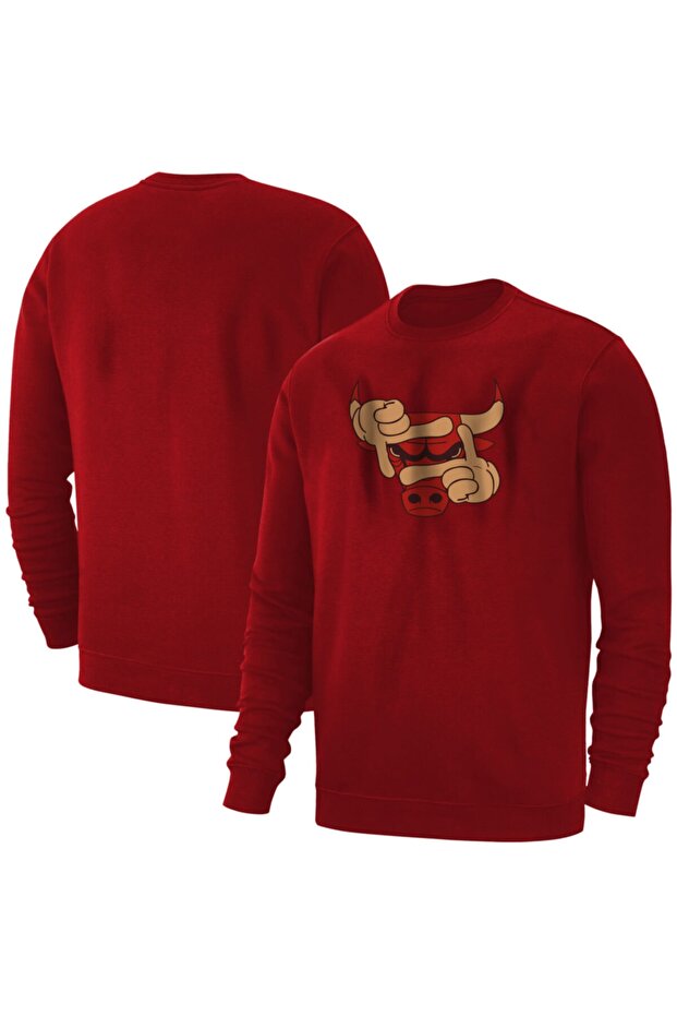 Erkek Kırmızı Chicago Bulls Basic Sweatshirt - 1