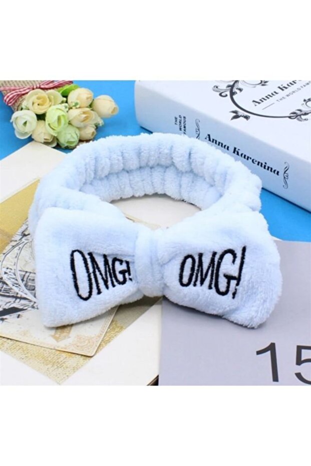 Bow Omg Coral Plush Hair Band Bandana Light Blue