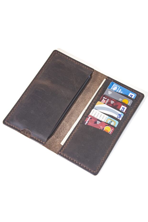 Ares Leather Long Wallet Chestnut