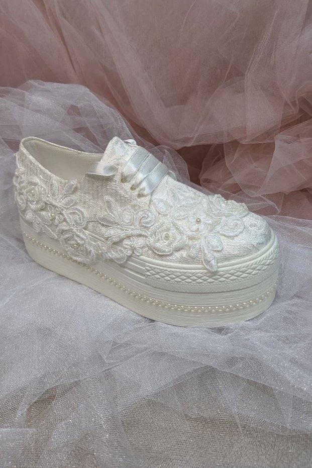 301 Series Wedge Heel French Lace Wedding Dress Shoes