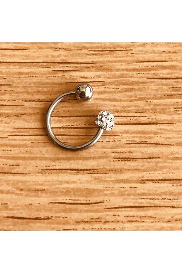 Taşlı Halka Çelik Piercing - 1