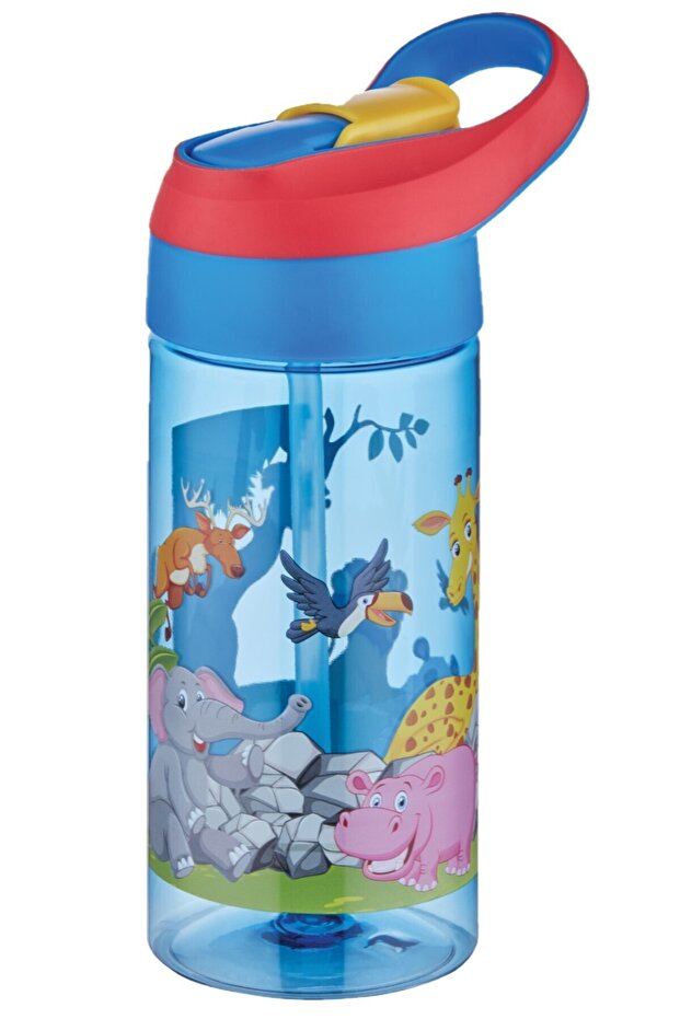Tritan Blue School Water Bottle with Straw 500 Ml