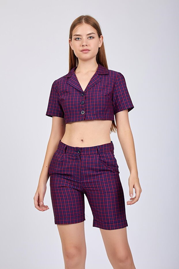 Fuşya Şort Pantolon - 1