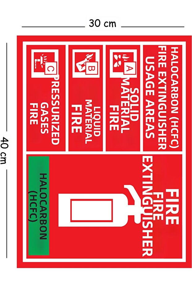 Metal Fire Extinguisher Halocarbon 30X40 cm A3 Warning Work Safety Sign