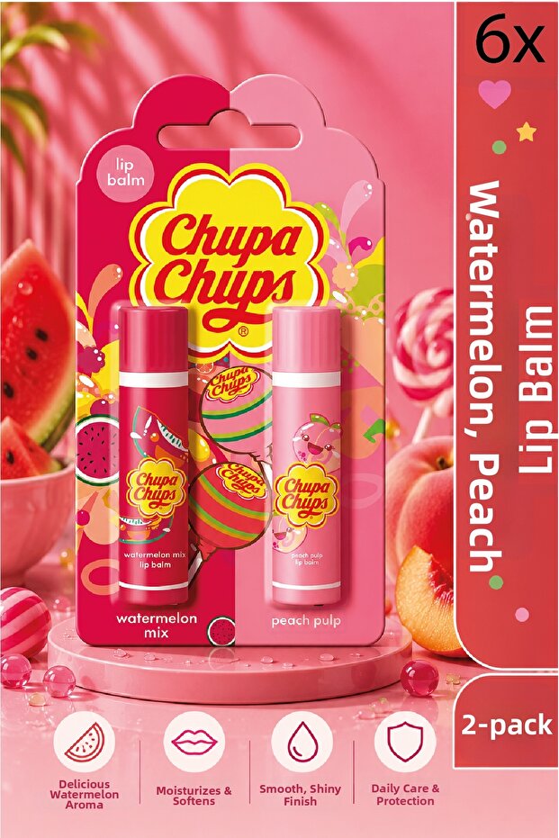 Lip Balm Lip Care Cream 4Gr Watermelon and Peach 6 Pieces