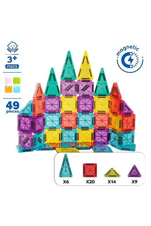 Travel Type Metal Boxed Mini Magnetic Building Blocks 3D Puzzle 49 Pieces 3.75 cm