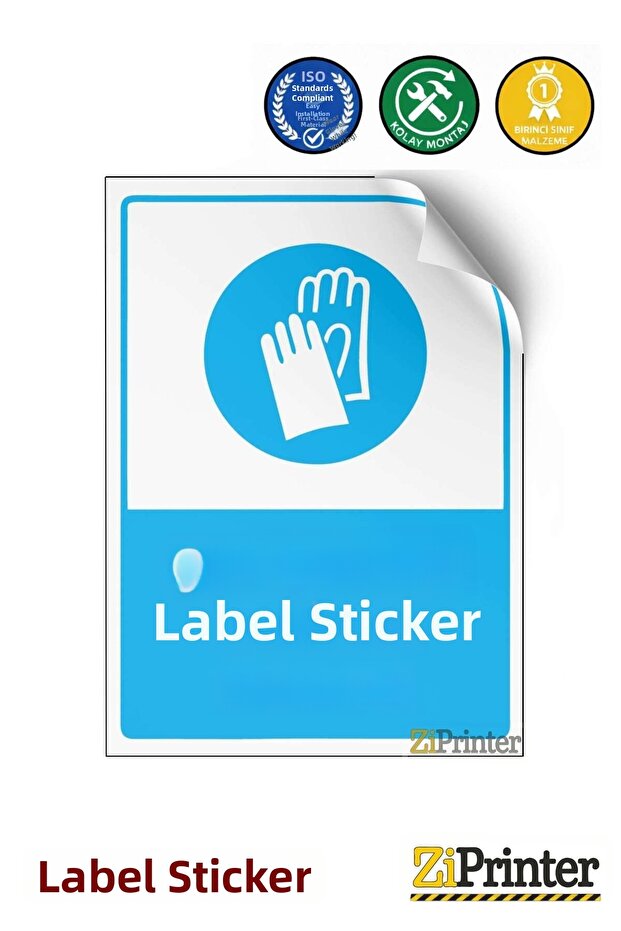 Wear Gloves While Working! Isg Warning Sign Sticker 35X50 cm