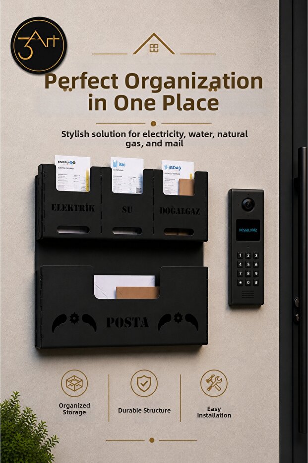 Bill and Mail Organizer - Wall Mounted Electricity Water Natural Gas Document Organizer