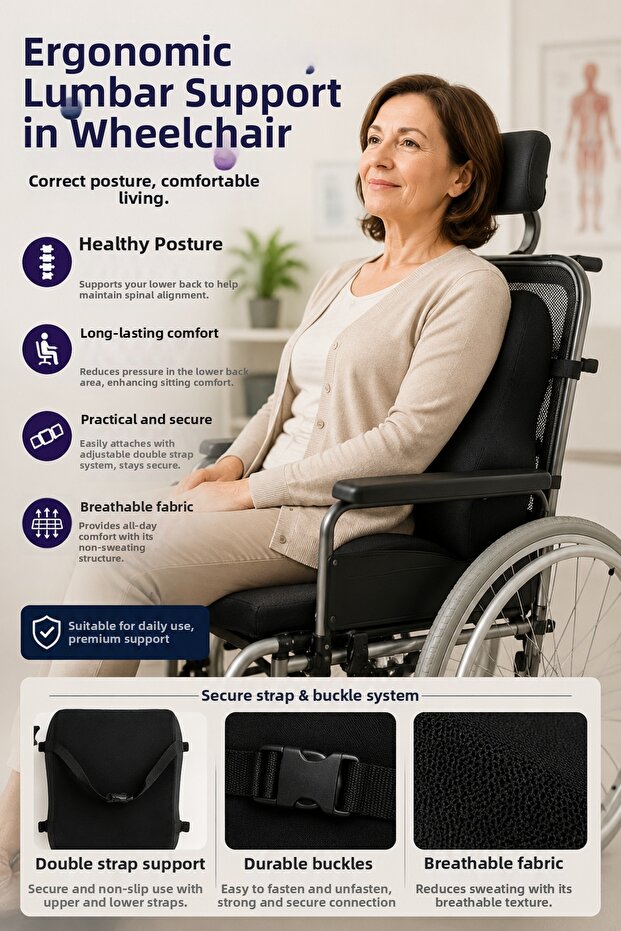 Wheelchair Lumbar Support Orthopedic Back Cushion