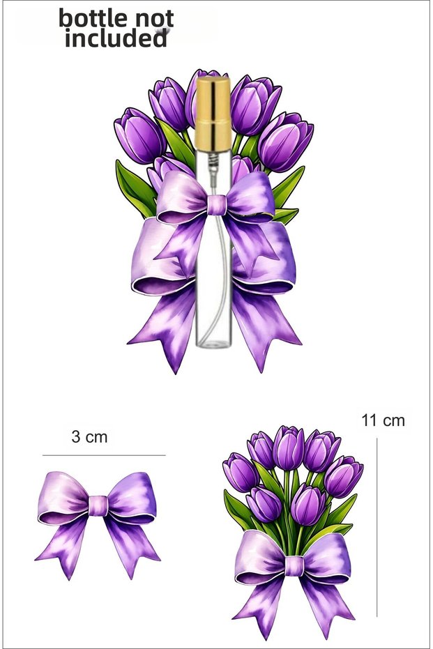 20 Pieces of Purple Tulip Flower Cardboard Decorated Glass Tube Papers Birthday Mevlüt