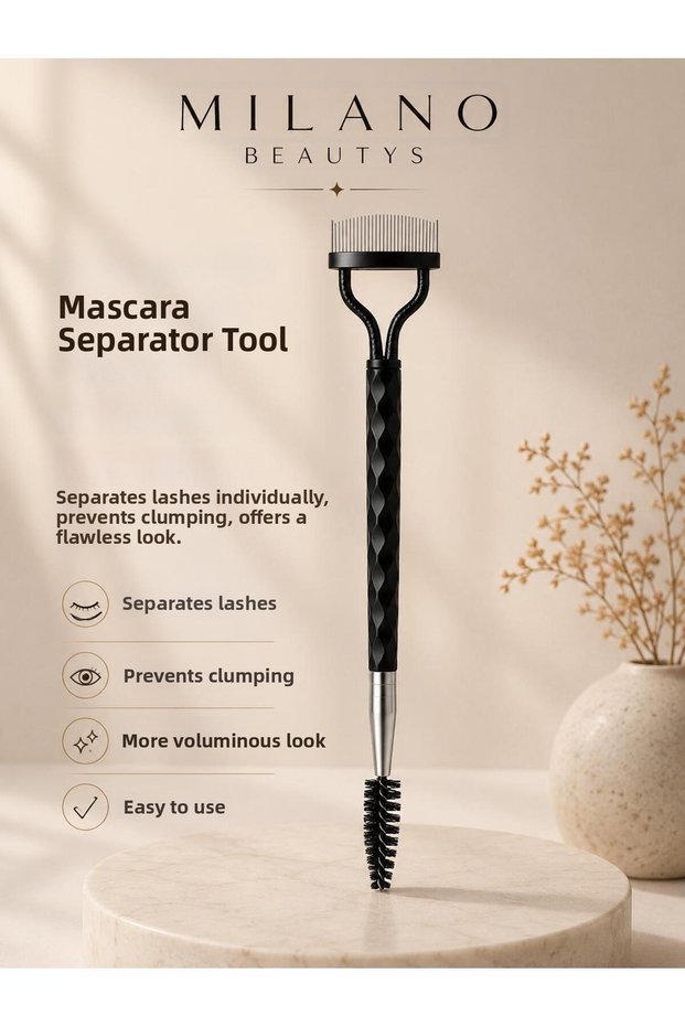 Mascara After-Application Eyelash Separating Apparatus with Double-Sided Eyelash Combing Brush