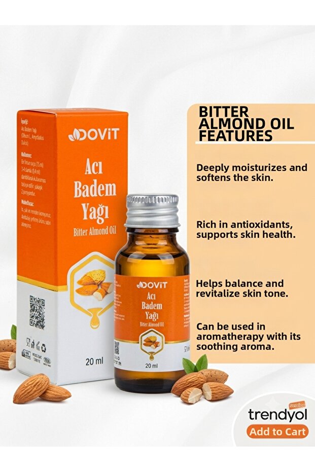 100% Natural Cold Pressed Bitter Almond Oil – 20 ml Pure and Without Additives