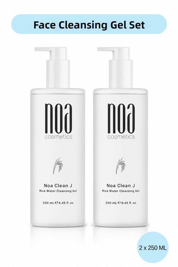 Anti-Blackhead and Anti-Acne Rice Water Facial Cleansing Gel Set - Rice Water, Hyaluronic Acid, Panthenol 2X250 ml