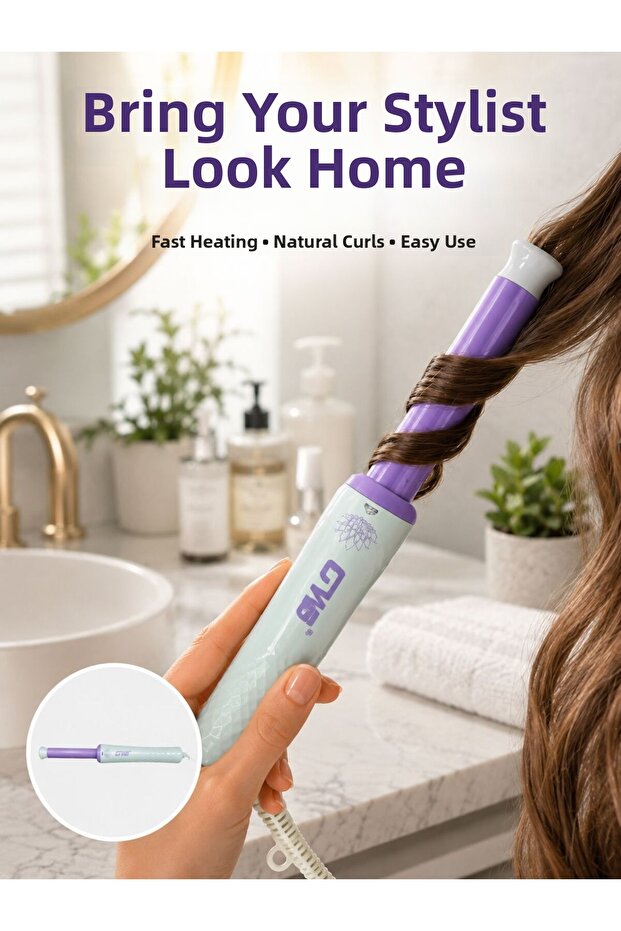 Gw Portable Hair Curling Iron – 360 ° Rotating Cable, Negative Ion Ceramic Technology New Generation -