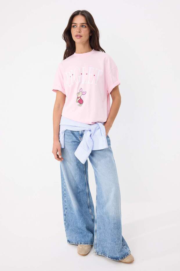 Trendyolmilla  Açık Pembe Piglet Lisanslı Relaxed/Rahat Kalıp %100 Pamuk Örme T-Shirt TWOSS26TS00141 - Görsel 3