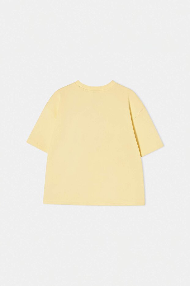 Sarı Düz Örme Kız Çocuk T-Shirt TKDSS26TS00085 - 6