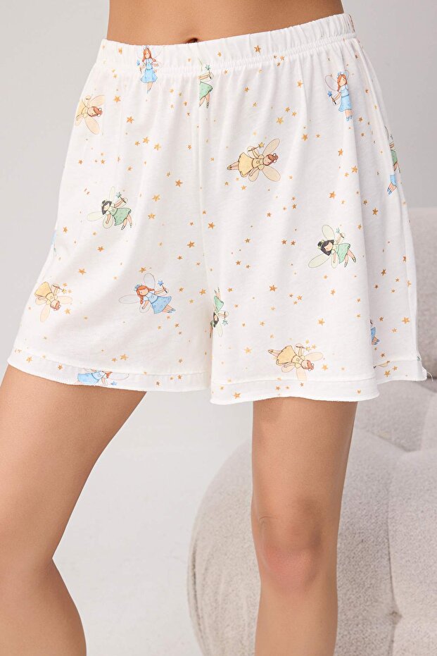 Teen Ekru %100 Pamuklu Eğlenceli Peri Baskılı Örme Pijama Takımı THMSS26PT00179 - 3