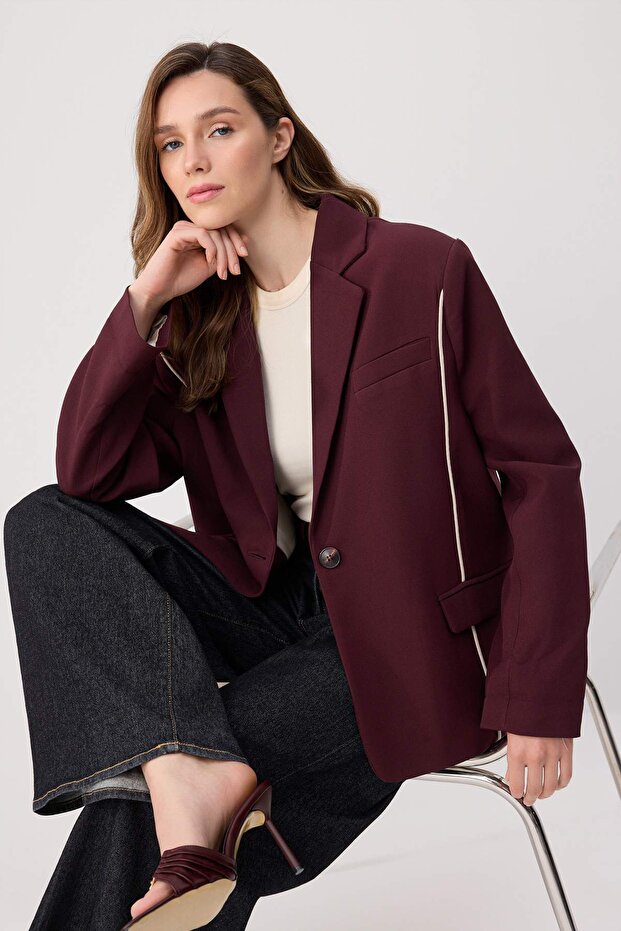 Mürdüm Ekstra Oversize Biyeli Blazer Ceket TWOSS26BC00058 - 2