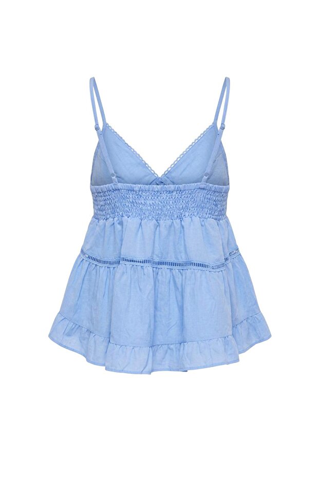 Bebe Mavisi Godeli Sırtı Gipe Detaylı Dokuma Bluz TWOSS26BZ00421 - 3