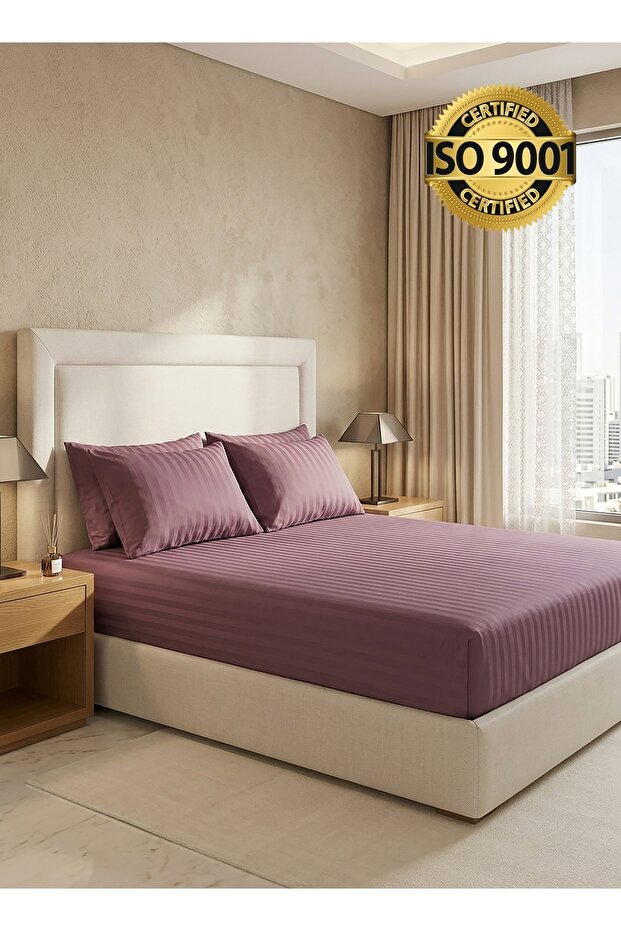 طقم ملاءات من الألياف الدقيقة، مقاس مفرد، قطعتين، تصميم خطوط الفنادق