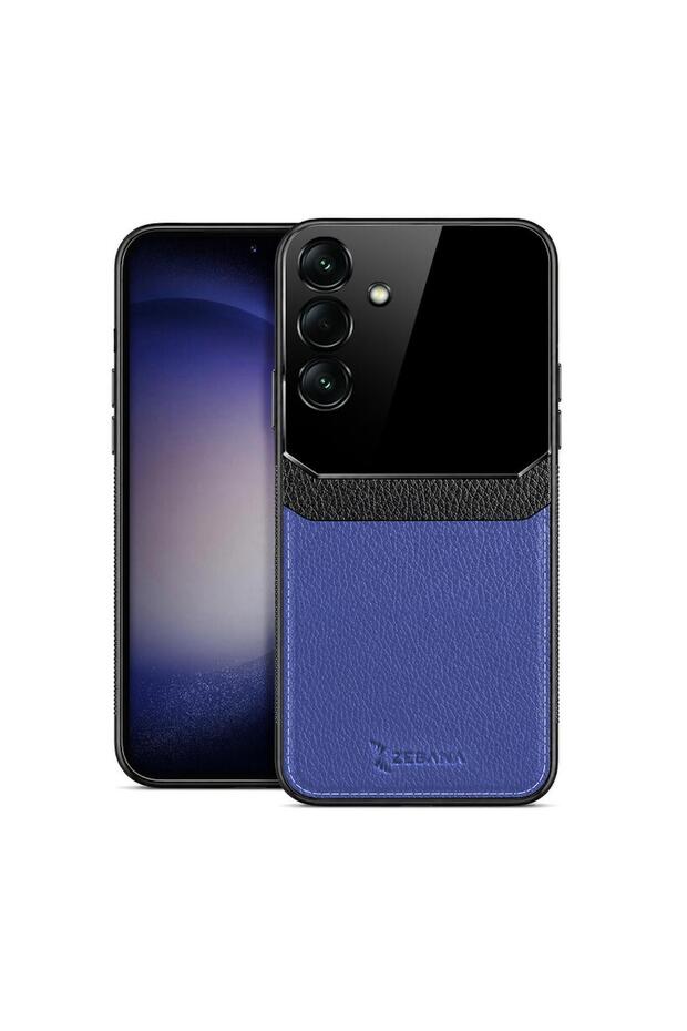 Samsung Galaxy A36 Compatible Case Zebana Lens Leather Case Navy Blue