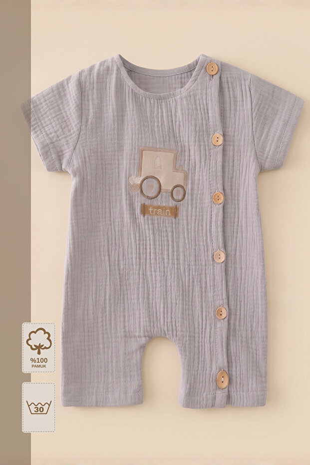 - 100% Cotton Muslin Baby Romper