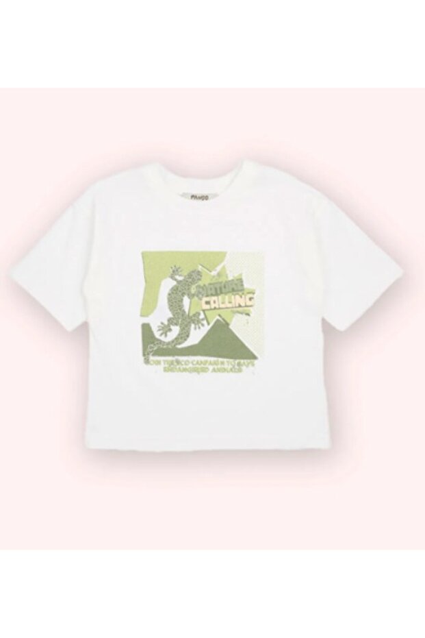 Baby Boy Printed Short Sleeve T-Shirt 0-5 Years Ecru