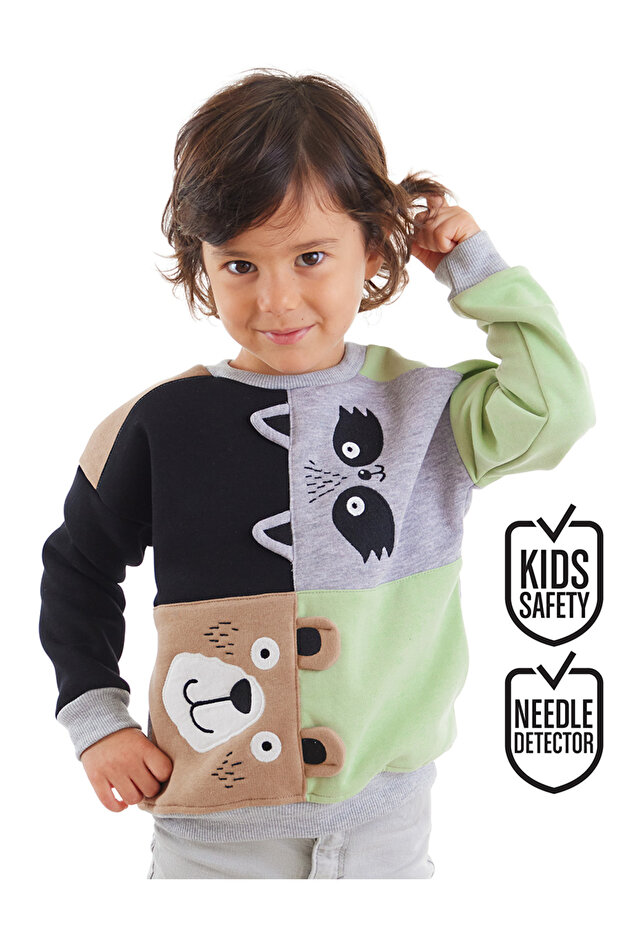 Raccoon and Bear Boy Colorful Sweatshirt
