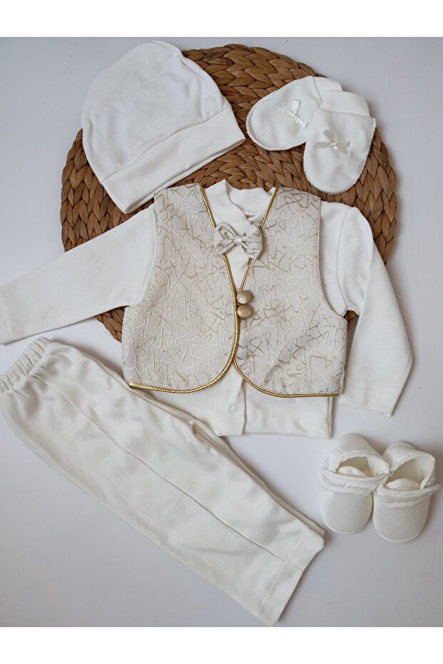Newborn 100% Cotton 6-Piece Special Day Mevlüt Circumcision Set with Vest